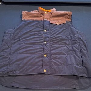 Brown and Blue Sleeveless Vest